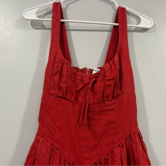 Reformation Balia Linen Dress Tomato Red Sz 2 - Picture 2 of 7